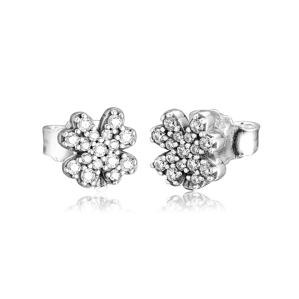 

CKK Silver 925 Jewelry Radiant Lucky Four-Leaf Clover Studs Earring Making For Women Sterling Silver Original Earring