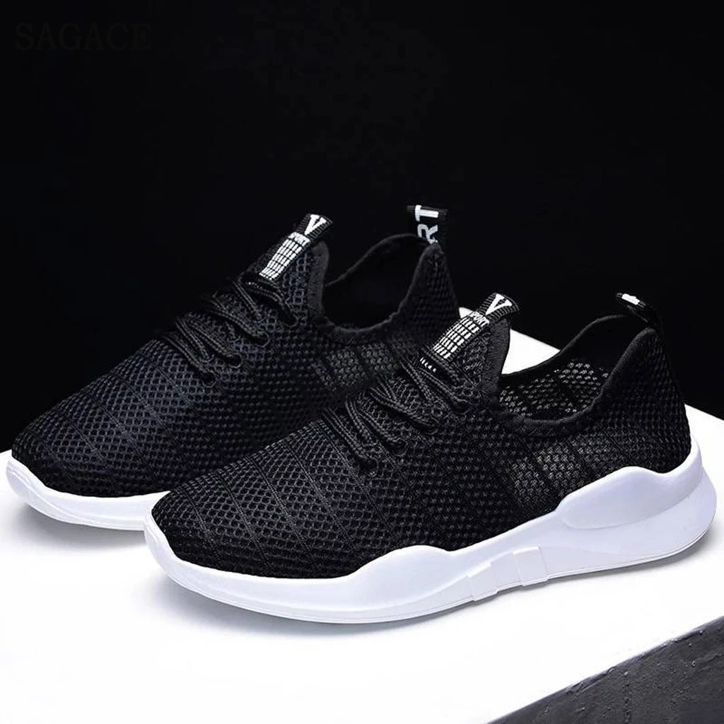 SAGACE Women Summer Mesh Breathable Sport Shoes Vulcanized Sneakers Pumps Lightweigh Shoes Ladies Casual Lace Up Fitness Pumps