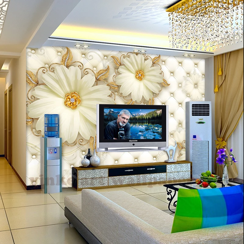 Пользовательские фото обои 3D кожаные цветы роспись рельефы фон простая Мода