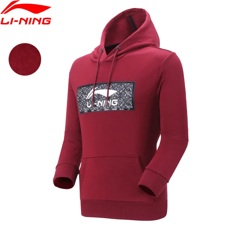 Мужская толстовка с капюшоном Li Ning синяя флисовая из 62% хлопка 38% полиэстера