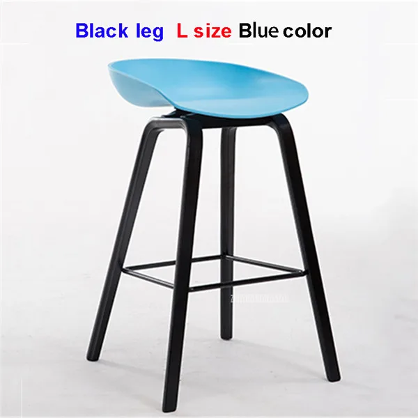 L-Black-Blue 2 предмета в комплекте минималистский современный цельно деревянный барный стул с ABS счетчик барный стул Северной ветра модные креативные популярные фурнитура стул 65/75 см - Цвет: L-Black-Blue