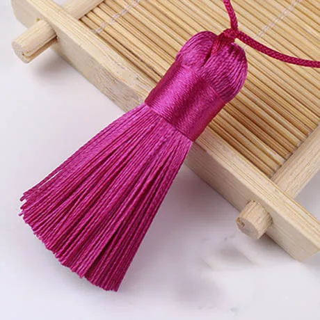 Rose Red 10 шт. 5 см короткая кисточка 23 Цвета Сати кисточки хлопок кулон с шелковыми нитями для Diy ювелирных изделий изготовление ручной работы поставщик - Цвет: Rose Red