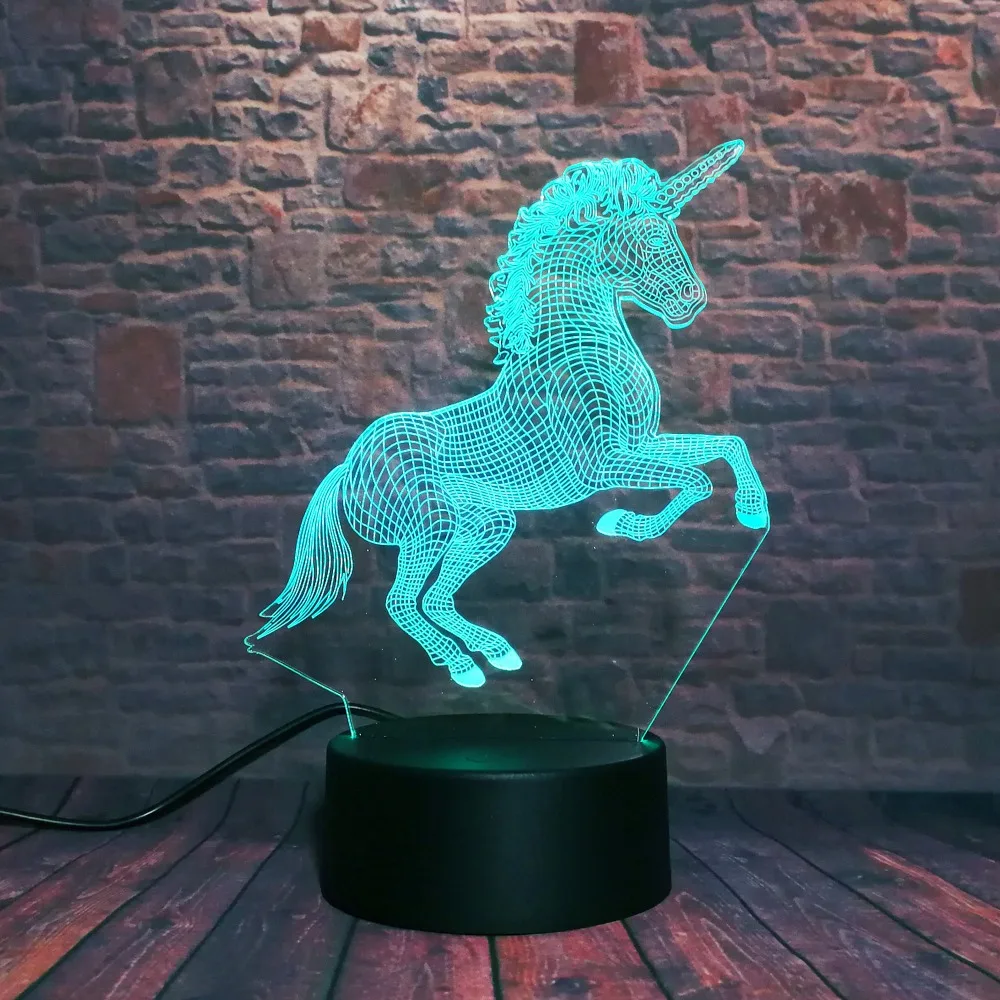 Единорог бег Лошадь Прыжки действия 7 цветов RGB Ночник светильник детские игрушки