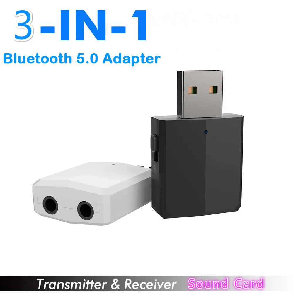3 в 1 Bluetooth 5 0 аудио приемник передатчик с звуковая карта мини USB мм Jack ТВ ПК