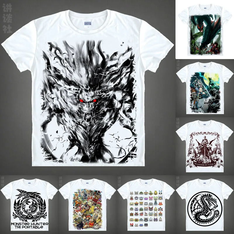 Футболка Coolprint с рисунком из аниме Монстр Хантер 4 онлайн футболки коротким