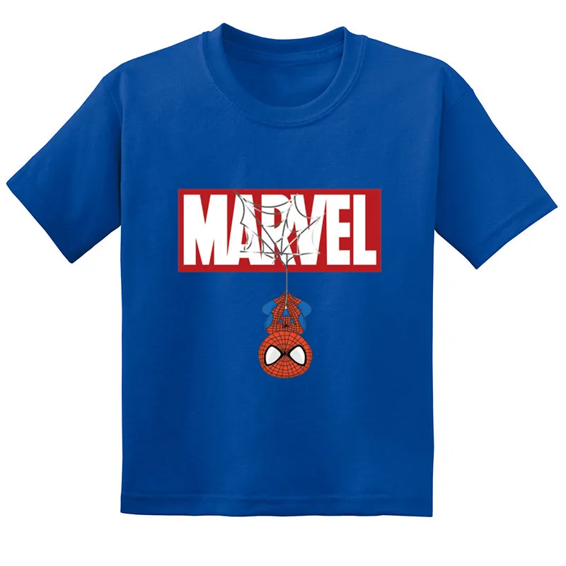 Забавная детская футболка с принтом Человека-паука из мультфильма «Marvel» летняя хлопковая футболка с короткими рукавами для маленьких девочек повседневная одежда для мальчиков GKT276