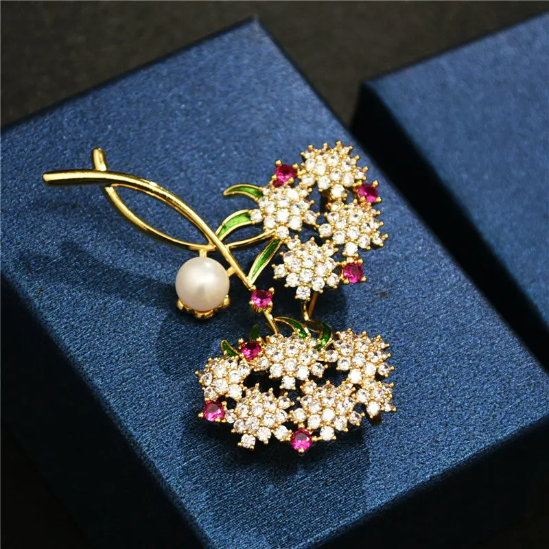 SINZRY handmade glaze cubic zircon freshwater pearl sweety flower elegant popular brooch pin lady scarves buckle | Украшения и