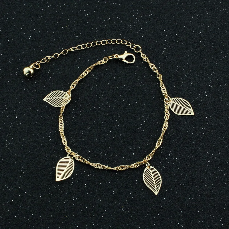 

2018 Summer Joker Gold Color Rose Dragonfly Butterfly Leaf Shell Anklet Double-deck Anklet For Women Girls Jewelry