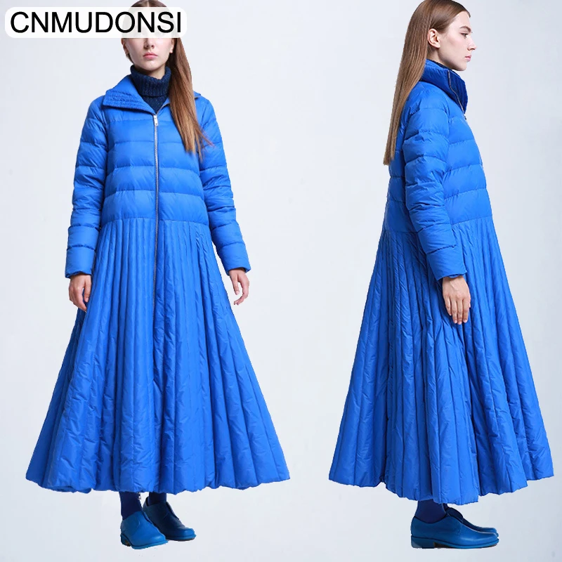 CNMUDONSI, осенне-зимний женский стильный длинный рукав, длинный, свободный, соединенный подол, вертикальная полоска, пуховик, женские парки, 7XL