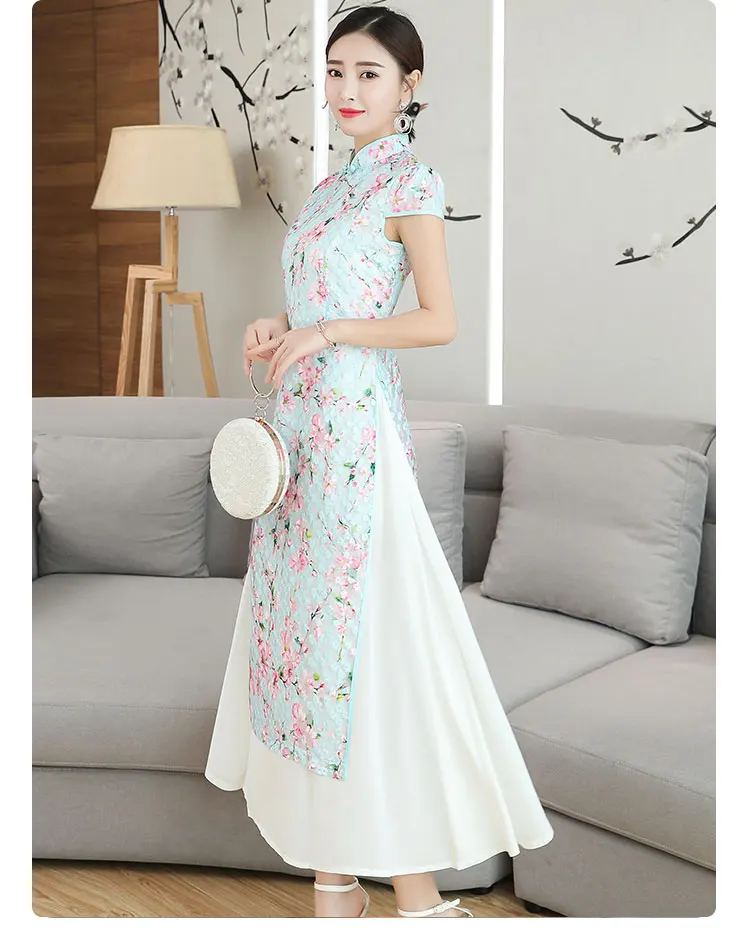 Китайское традиционное длинное Чонсам qiapo Vietnam Ao Dai платья для женщин