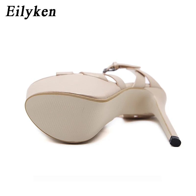 Eilyken Gladiator Sandals Women Sexy Footwear Fashion Lady Party Buckle Strap High heel Pumps shoes Black Apricot size 35-40 | Обувь