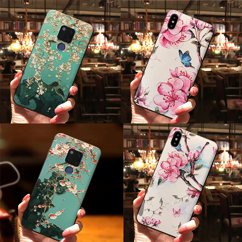 3D с тиснением и изображением цветка бант из ленты TPU для Huawei Y9 2018 P smart 2019 Mate 10 20 P30 P20