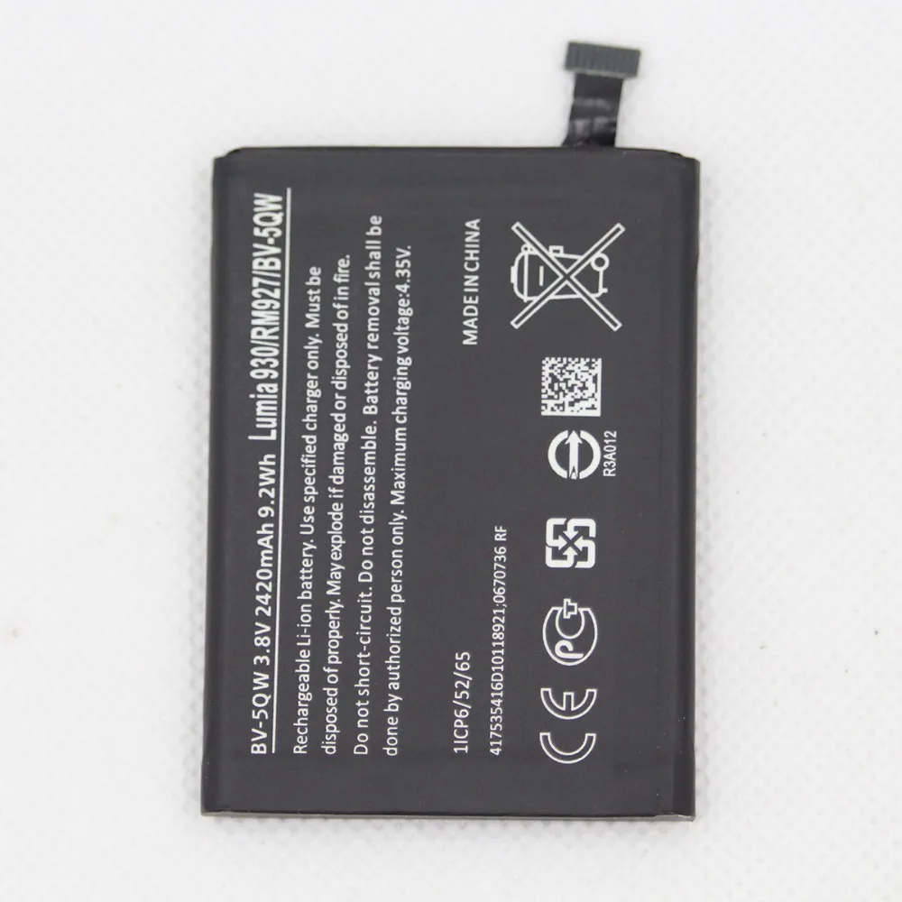 10 шт./лот BV-5QW аккумулятор для мобильного телефона Nokia lumia 930 BV5QW 2420 мАч мобильный