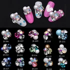 10 шт. алмазные кристаллы украшения для ногтей жемчуг + стразы + сплав зародыши аксессуары для дизайна ногтей украшения блестящие DIY 3D Ногти ювелирные украшения подвески