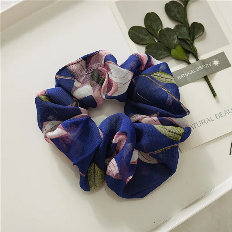 6-Navy Blue Летние шифоновые резинки для волос, цветочные резинки для волос, держатель для хвоста, свободные резинки для волос, женские аксессуары для волос - Цвет: 6-Navy Blue