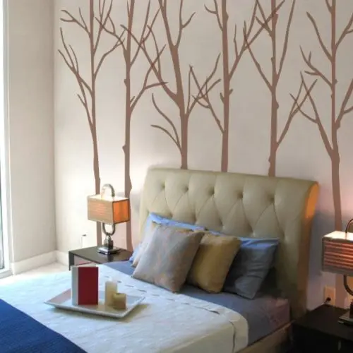 Наклейка на стену с изображением зимнего дерева мотивация изголовье леса