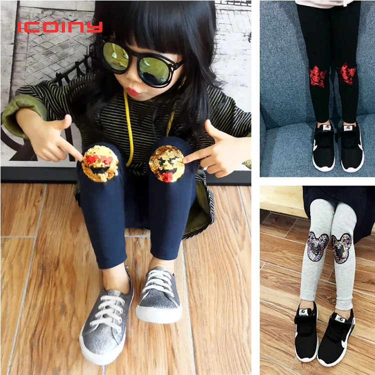 Эластичные штаны для девочек детские леггинсы с блестками Разноцветные Детские