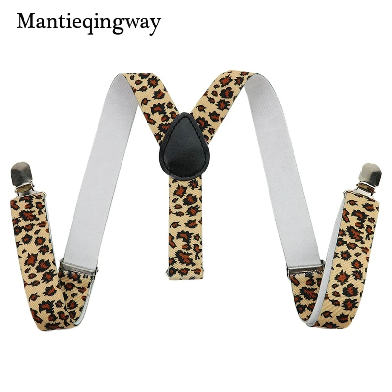 Mantieqingway/подтяжки для детей; модная детская рубашка с 3 клипсами и леопардовым принтом; Подвязки для мальчиков и девочек; эластичные подтяжки для детей
