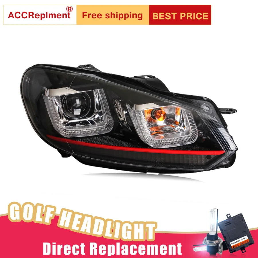 

2Pcs LED Headlights For VW Golf 6 2009-2013 led car lights Angel eyes xenon HID KIT Fog lights LED Daytime Running Lights