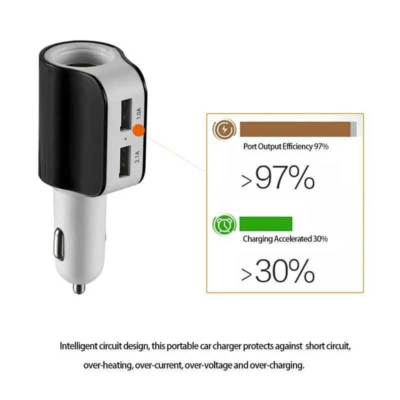 Onever 5 V/3.1A 2 Переходник USB для зарядки в машине с гнездом прикуривателя iPhone 8/8 Plus/X/7