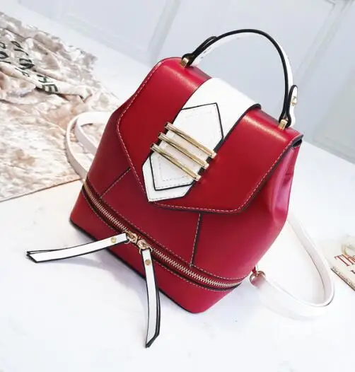 red MJYP1813 Модный женский рюкзак, женская новая кожаная сумка через плечо, дорожная сумка для девочек, рюкзак, повседневный женский роскошный брендовый маленький рюкзак - Цвет: red MJYP1813