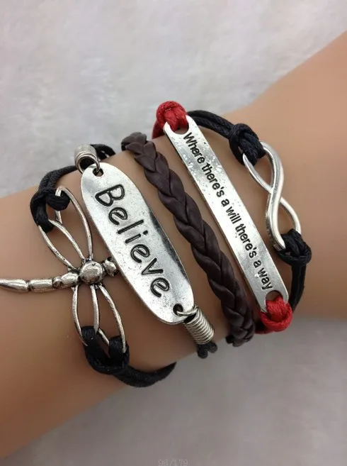 1 шт. Бесконечность Карма браслет Поверьте стрекоза там где будет есть waybracelet 1769