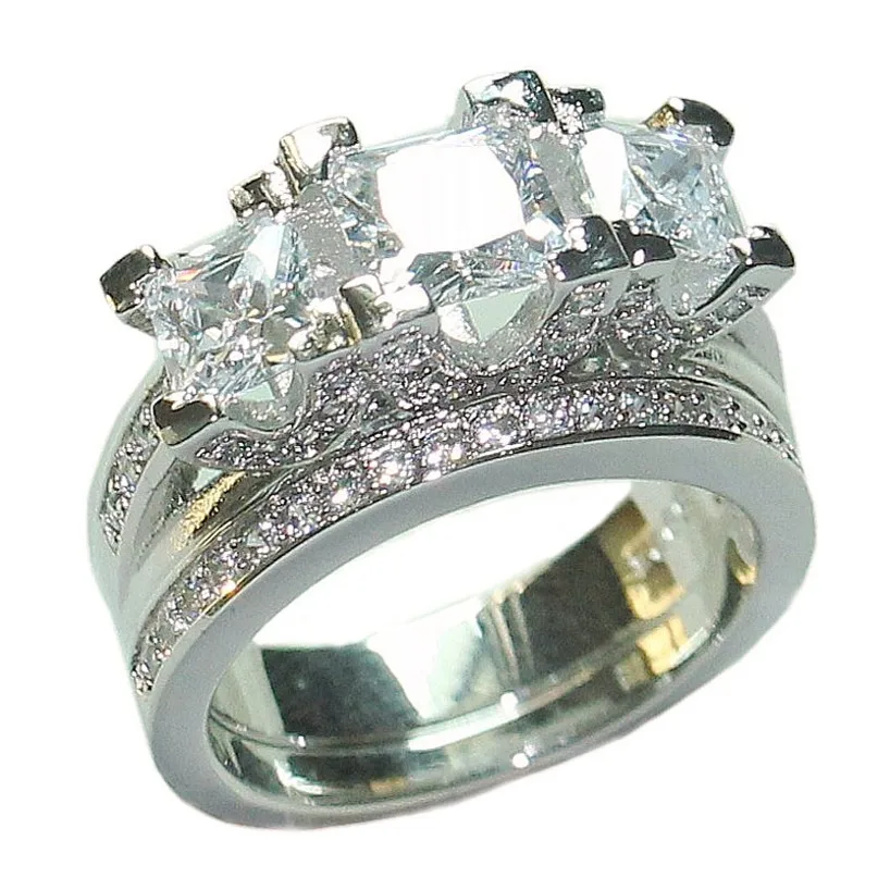 Choucong ювелирное изделие богемная мода серебро 925 пробы три камня квадратный