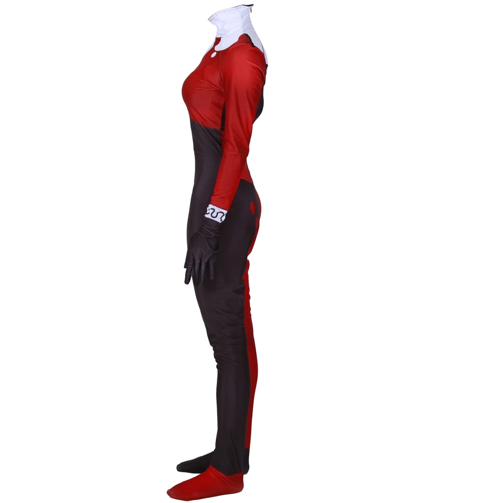 Для женщин девочек Harleen Quinzel Косплэй костюм супергерой Zentai Боди Комбинезоны для