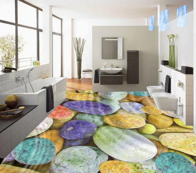 

[Self-Adhesive] 3D Colored Stone Lake 2 Non-slip Waterproof Photo Self-Adhesive Floor Mural Sticker WallPaper Murals Print Decal