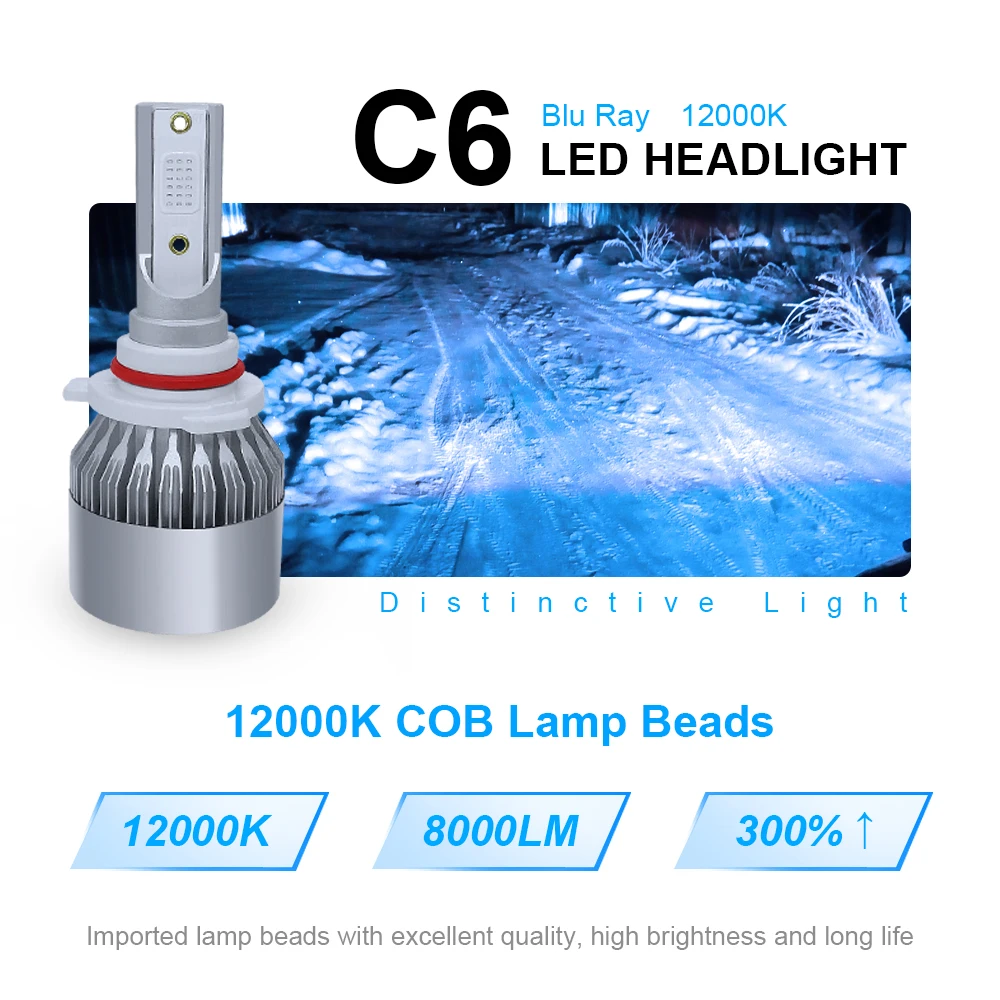 Roadsun стайлинга автомобилей пятно света 12000 K COB Чип C6 фар автомобиля лампы