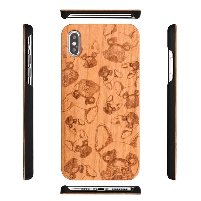 Роскошный чехол из вишневого дерева для iPhone 5 5SE XS MAX XR 6 6S Plus с животным узором, жесткая Силиконовая задняя крышка на 5s 7 8 Plus Shell