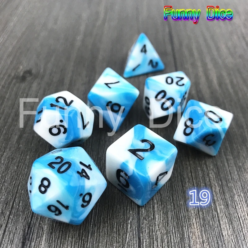 7 шт. 2-х цветный набор Игральный костей покер D& d многогранные кубики Семья игры - Цвет: 19