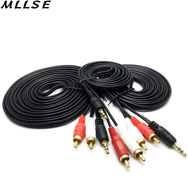 MLLSE 1 шт. 5 м 3 разъем мм 2 RCA аудио кабель адаптер папа Папа AUX для iPod Mp3 Mp4 телефона