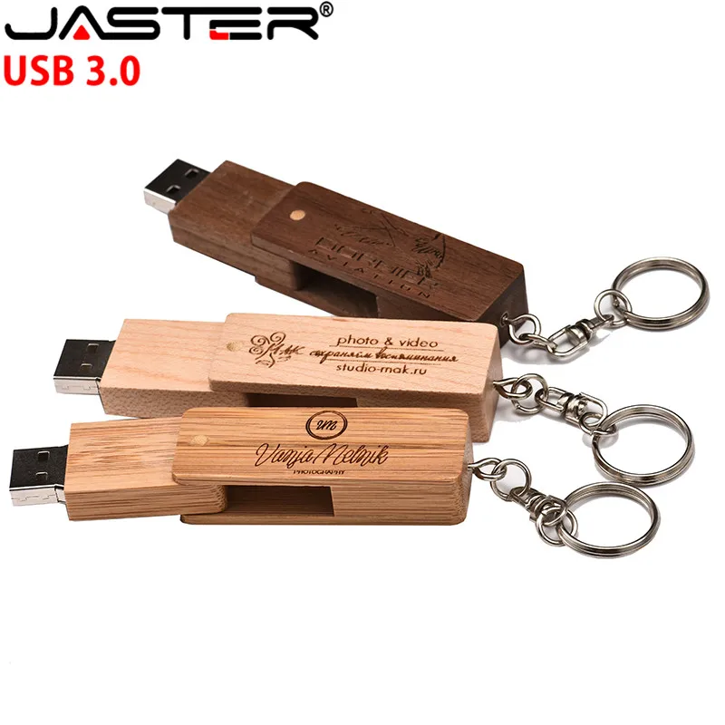 

JASTER USB 3.0 Wooden Square Rotating Usb Flash Drive 4GB 8GB 16GB 32GB 64GB USB flash drive memory stick LOGO customized