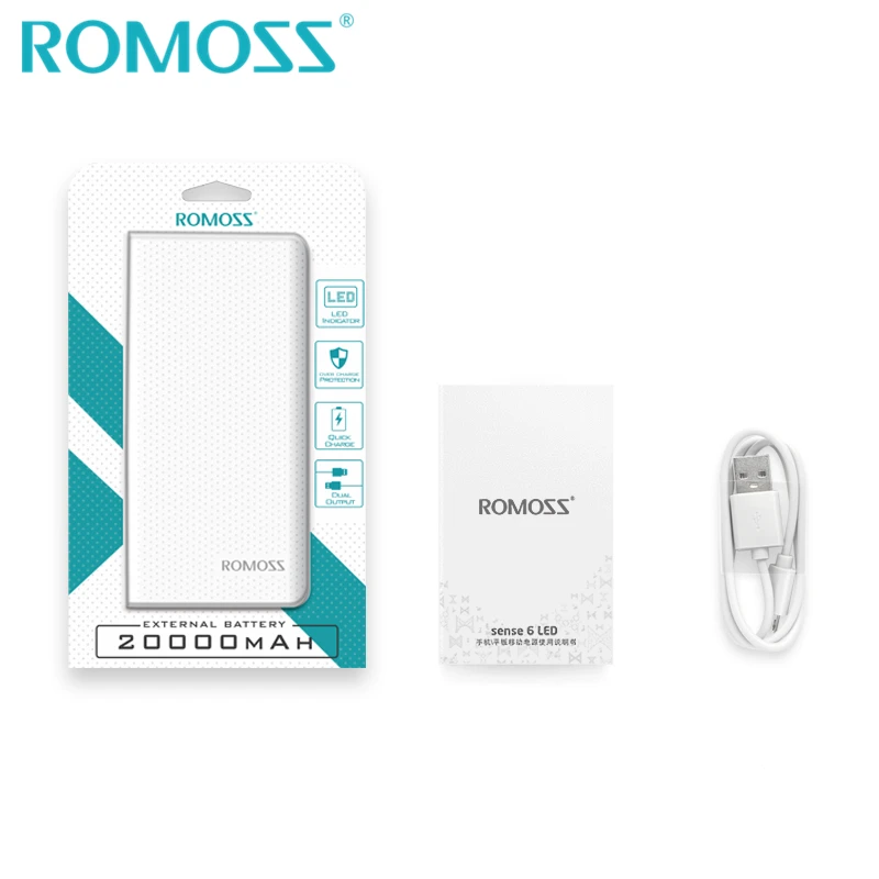 ROMOSS power bank 20000mAh Sense6 светодиодный резервный аккумулятор 18650 power Bank Box Внешнее зарядное устройство для телефона со скрытым светодиодный