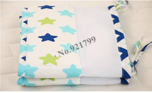 Blue green star 2 шт дышащие хлопковые предотвращающие падение детские кроватки бамперы ограждение для безопасности ребенка для постельных принадлежностей кровати для новорожденных Детские бамперы 120*30 см - Цвет: Blue green star