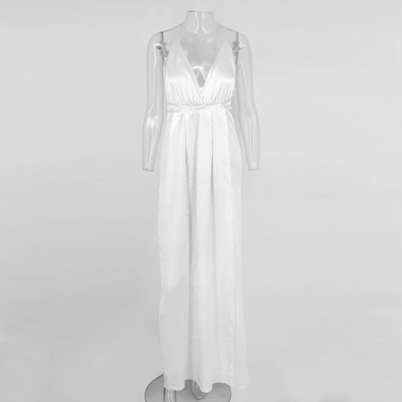 DRESSMECB летнее сексуальное длинное платье без рукавов с v-образным вырезом женское