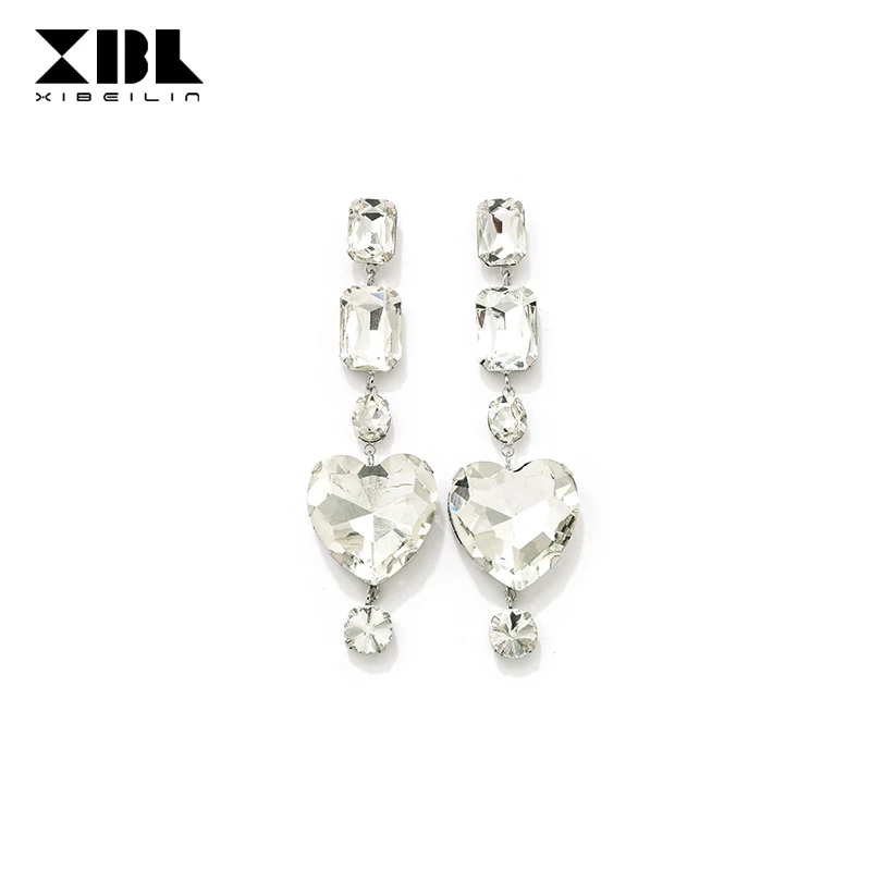 2019 Fashion Luxury Rhinestone Earrings for Women Girls Temperament Long Glitter Heart Party Wedding Jewelry Gifts | Украшения и