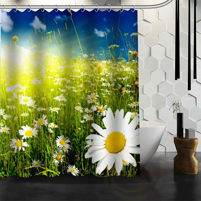 Лучшая Красивая занавеска для душа с маргаритками на заказ ванной