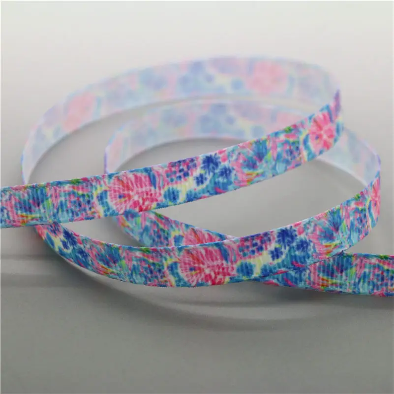 DHK 3/8 ''10 ярдов цветы напечатанные ленты аксессуар hairbow головной убор DIY украшения OEM 9 мм B1790