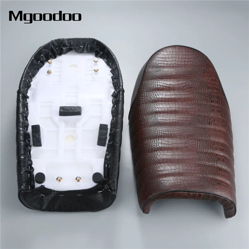 Mgoodoo крокодиловый мотоцикл винтажное универсальное седло Brat Кафе Racer Seat