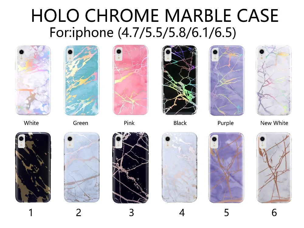 Полная защита Мягкий ТПУ HOLO хром мраморный чехол для iPhone XS XR Max задняя крышка |