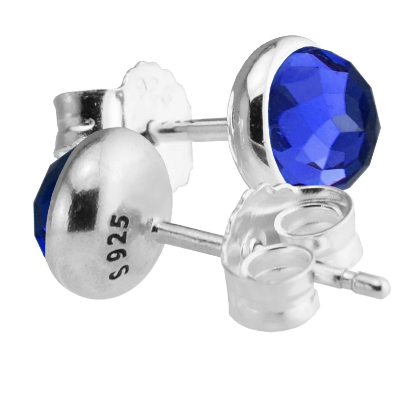 Серьги гвоздики из серебра 100% пробы с синим кристаллом в Лондоне|stud earrings|earrings free