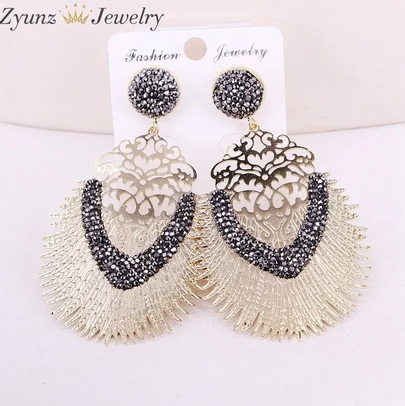 gold color 5 пар ZYZ307-0091 золото/Серебряные серьги Модные Дизайн падение подвеска в форме металла Медь Длинные Висячие серьги для женщин - Окраска металла: gold color