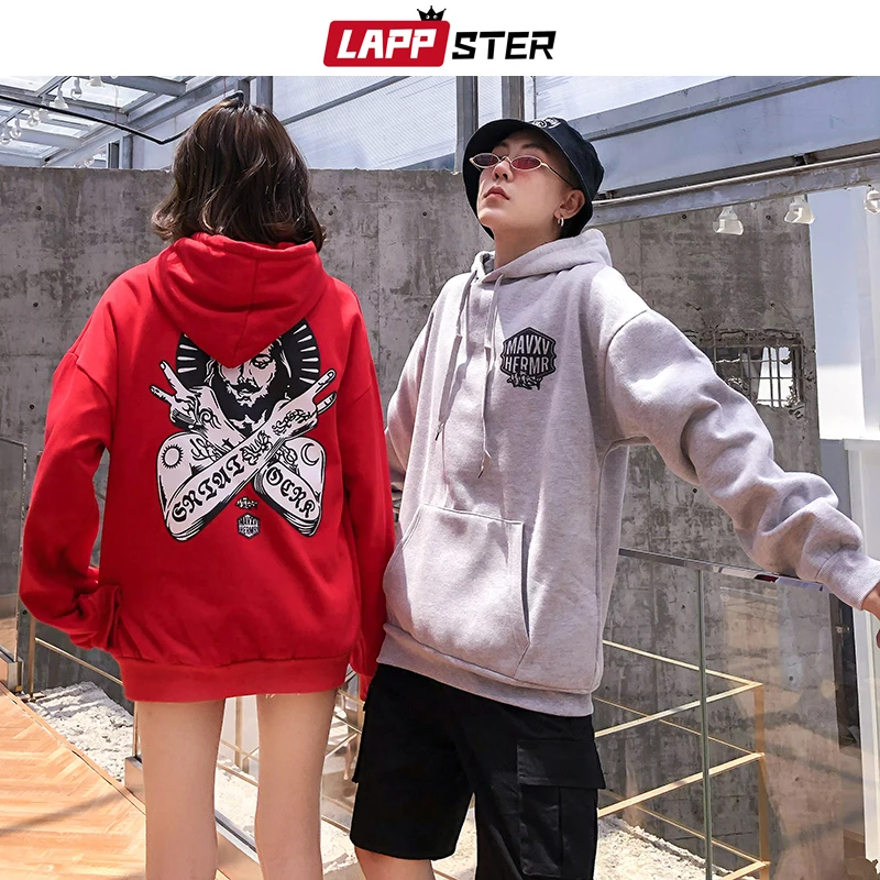 LAPPSTER мужские хип-хоп рок толстовки кофты мужские s черные толстовки с капюшоном зимняя модная повседневная одежда 4XL