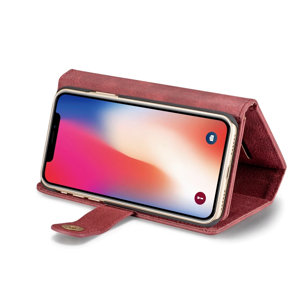 DG. ming Роскошный кожаный чехол для iPhone X 8 плюс Магнитная Съемная Флип Бумажник