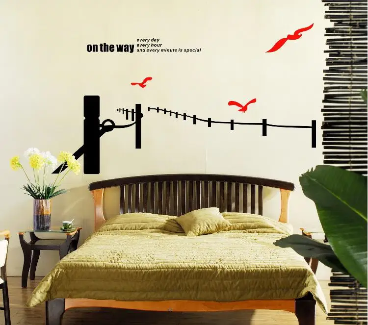 3D акриловые Трехмерные настенные наклейки Чайка на пути для спальни телевизора
