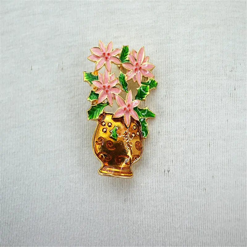 ENZE New Women's Accesses Exquisite cute color droorip glaze potted brooch backpack coat sweater accessories For women and men |