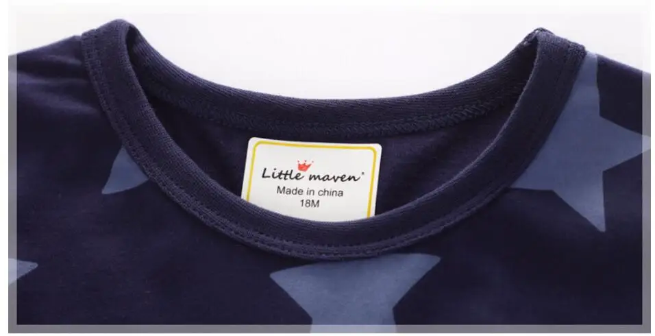 Little Maven/2018 Детская летняя одежда для маленьких мальчиков с коротким рукавом Принт