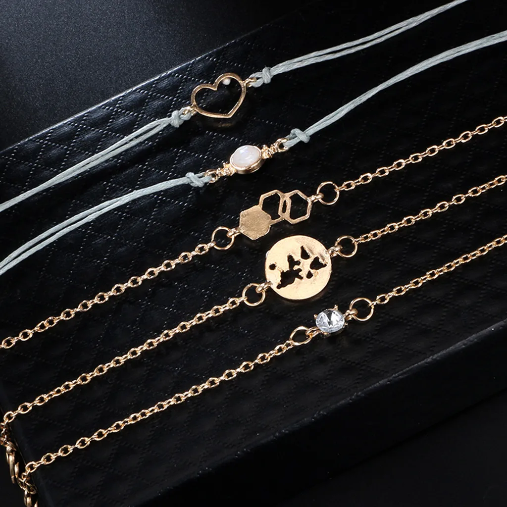 Простой золотой серебряный Модный креативный браслет в виде карты мира Love